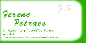 ferenc petracs business card